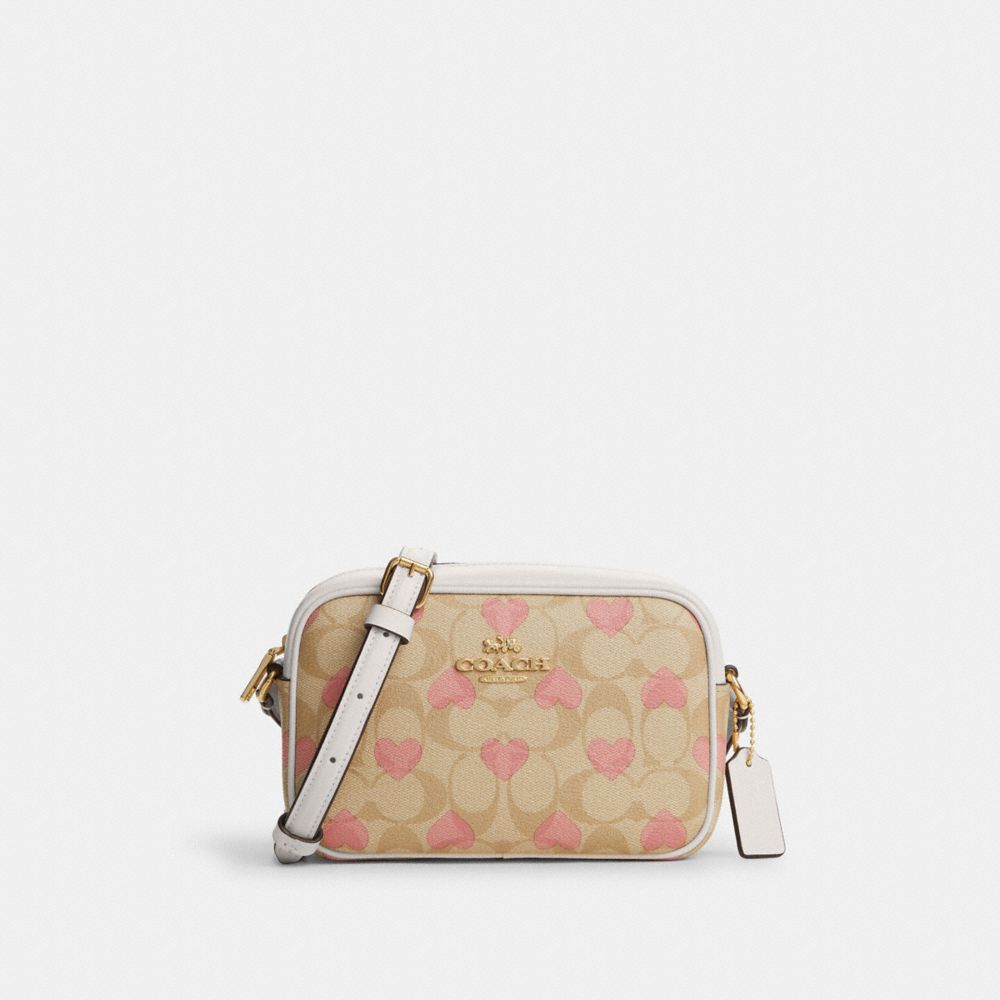 COACH CO940 Mini Jamie Camera Bag In Signature Canvas With Heart Print GOLD/LIGHT KHAKI CHALK MULTI