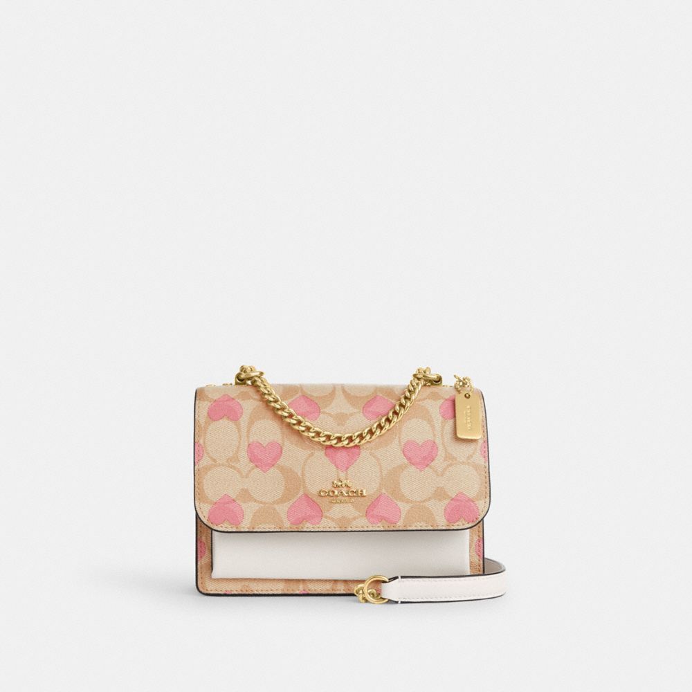 COACH CO950 Mini Klare Crossbody In Signature Canvas With Heart Print Gold/Light Khaki Chalk Multi