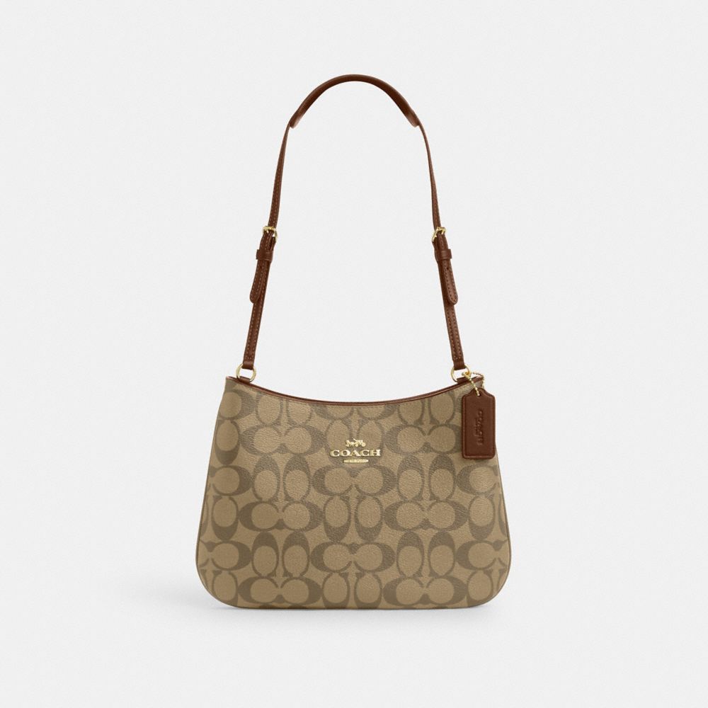 COACH CO953 Penelope Shoulder Bag In Signature Canvas GOLD/KHAKI SADDLE 2