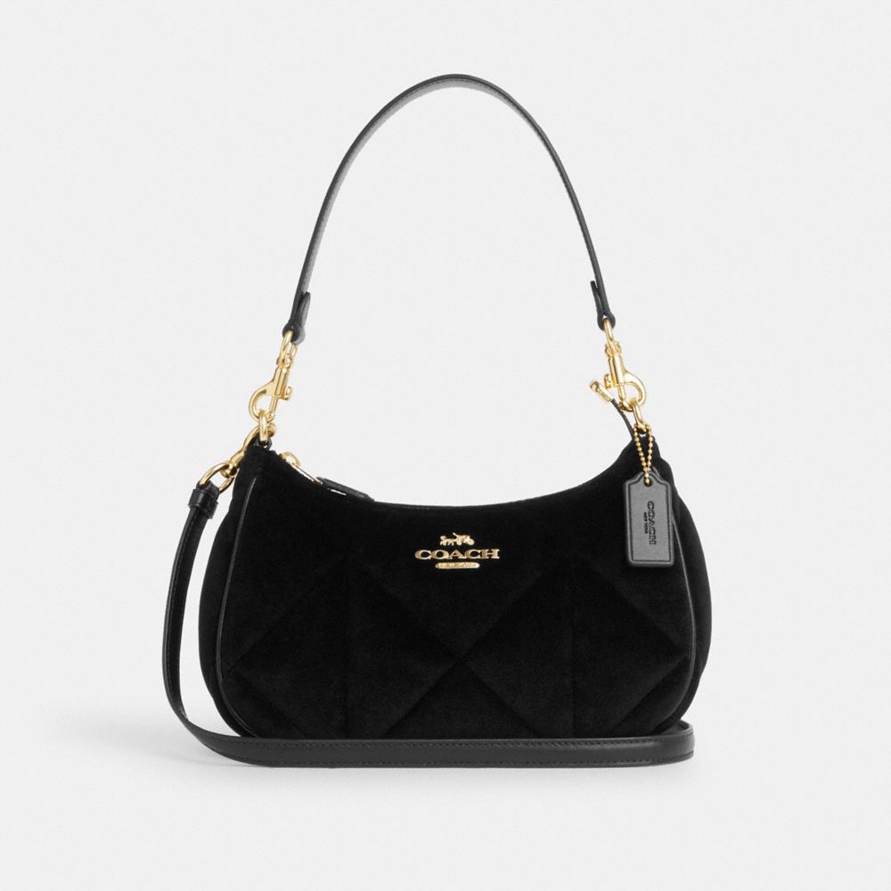 COACH CO955 Teri Shoulder Bag With Quilting GOLD/BLACK