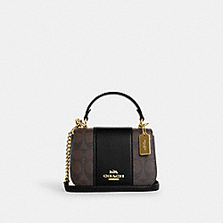 COACH CO965 Lysa Top Handle In Signature Canvas GOLD/BROWN BLACK