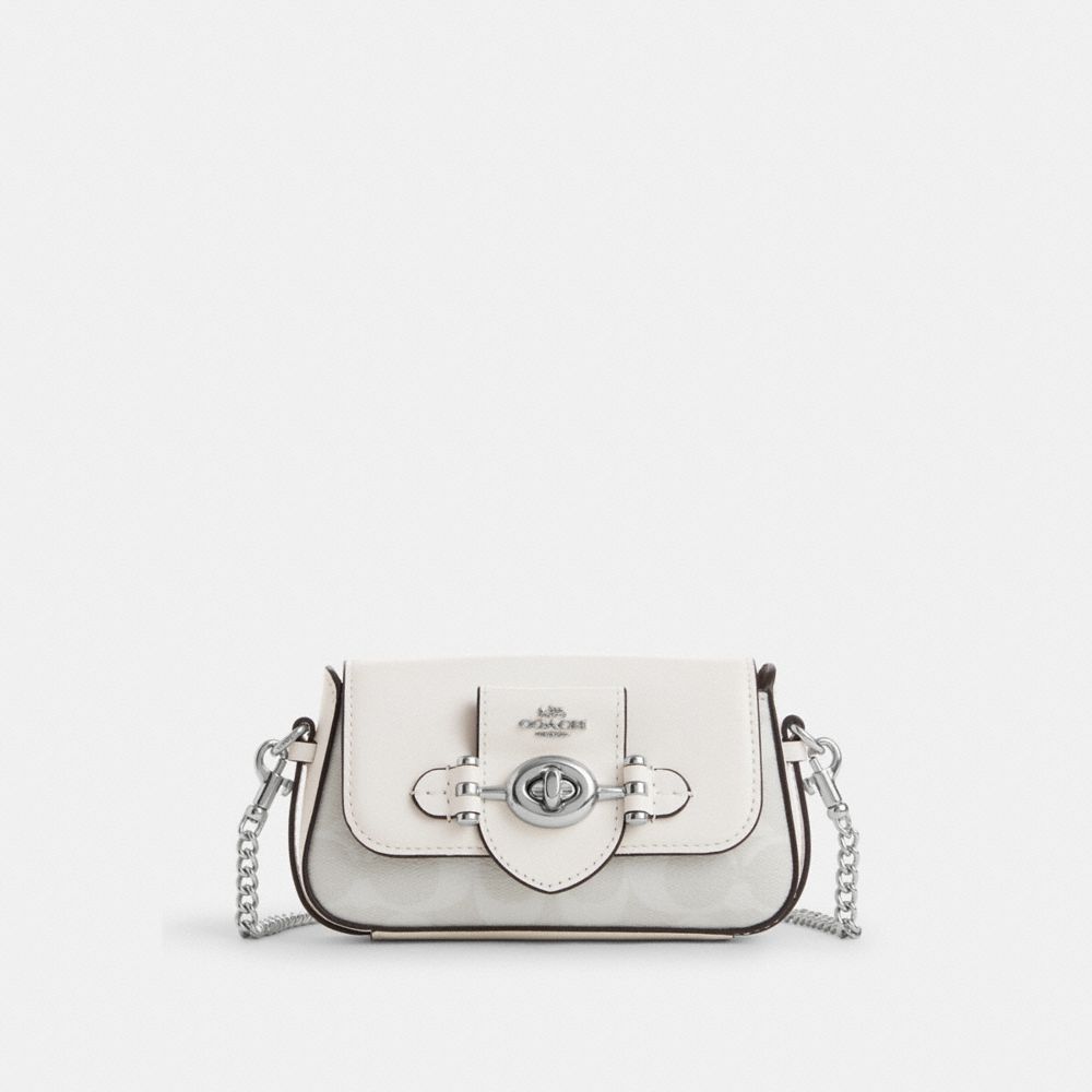 COACH CO970 Brie Mini Crossbody In Signature Canvas Silver/Chalk/Glacier White