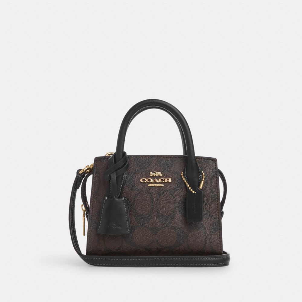 Andrea Mini Carryall In Signature Canvas - CO975 - Gold/Brown Black