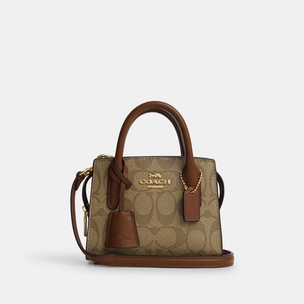 COACH CO975 Andrea Mini Carryall In Signature Canvas GOLD/KHAKI SADDLE 2