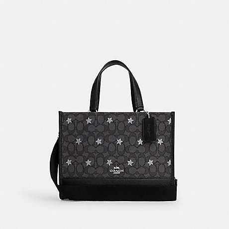 COACH CO977 Dempsey Carryall In Signature Jacquard With Star Embroidery Silver/Smoke/Black-Multi