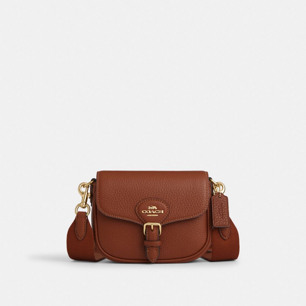 Amelia Small Saddle Bag - CP001 - Gold/Redwood