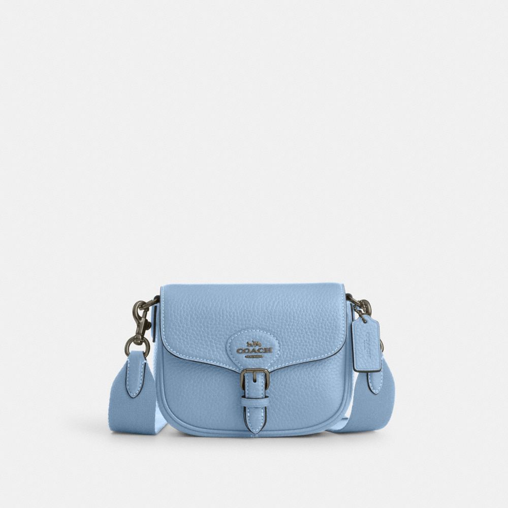 COACH CP001 Amelia Small Saddle Bag Gunmetal/Cornflower