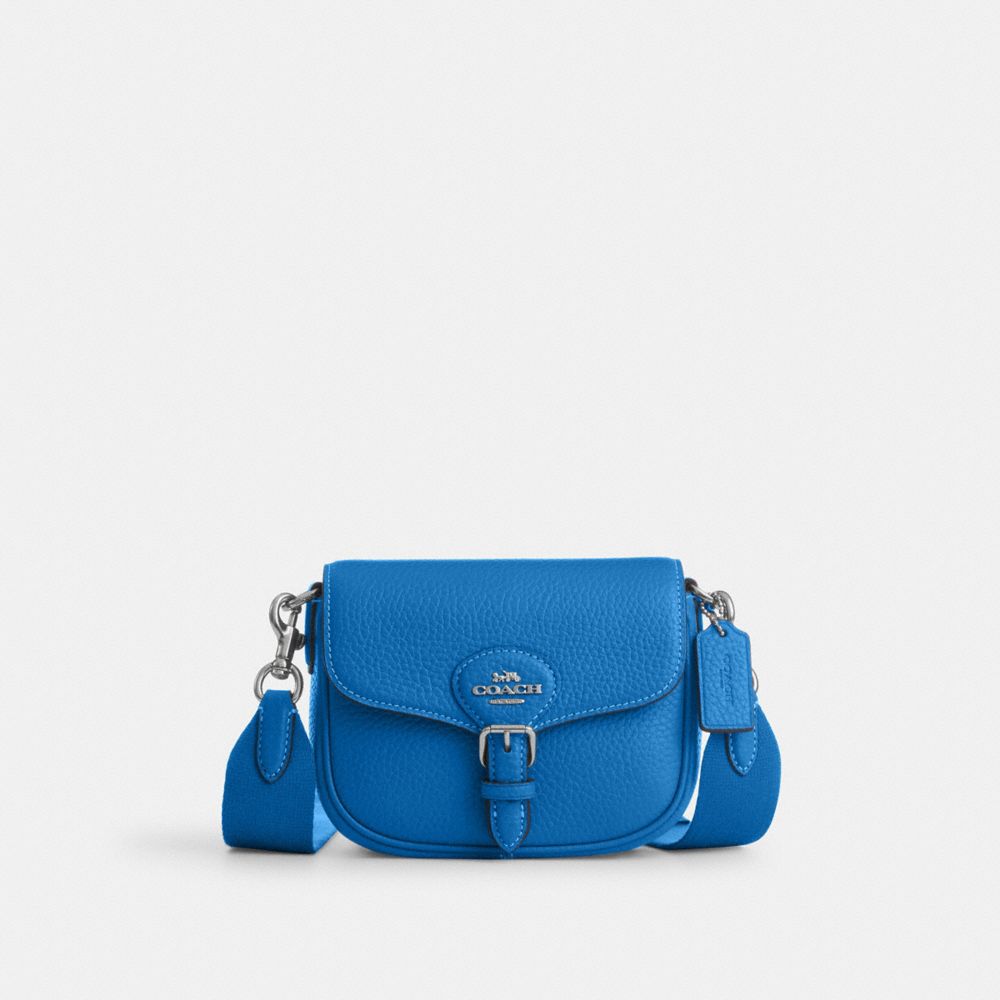 COACH CP001 Amelia Small Saddle Bag Silver/Bright Blue