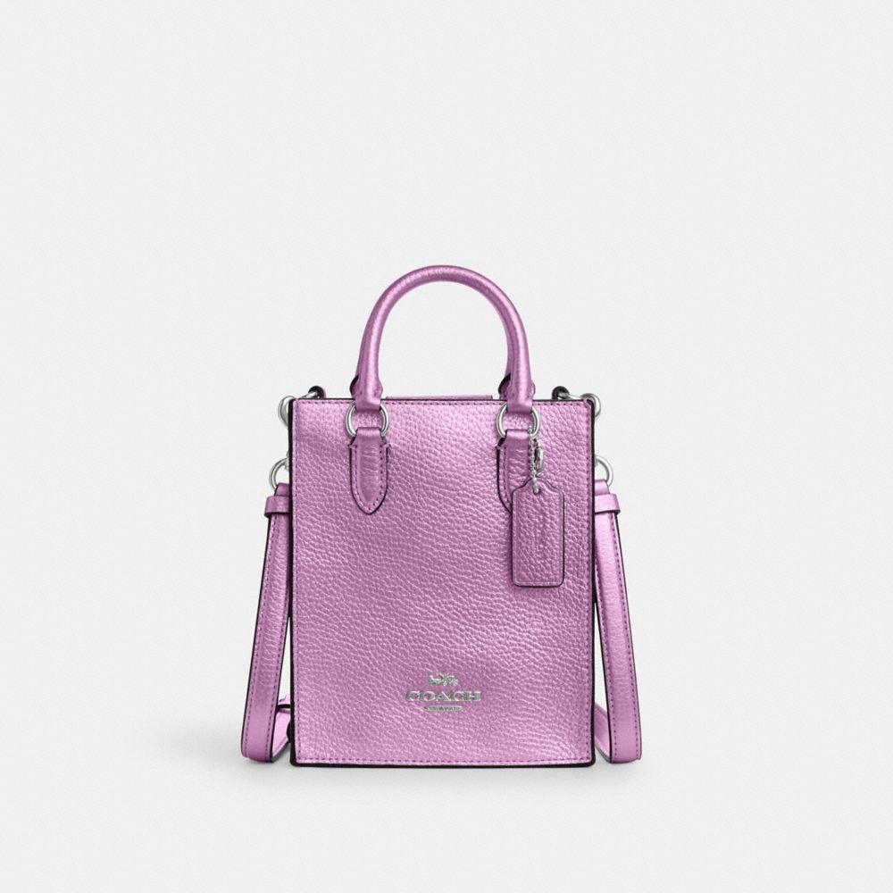 COACH CP010 North South Mini Tote SILVER/METALLIC LILAC