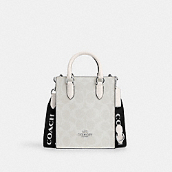 COACH CP011 North South Mini Tote In Signature Canvas SILVER/CHALK/GLACIER WHITE