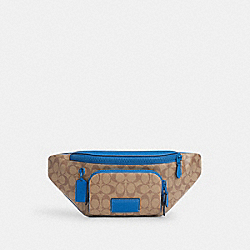 Track Belt Bag In Colorblock Signature Canvas - CP013 - 1 J/Khaki/Bright Blue