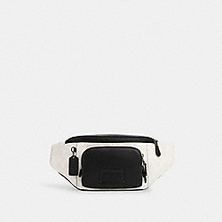 Track Belt Bag In Colorblock Signature Canvas - CP014 - Gunmetal/Chalk/Black Multi
