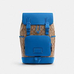 Track Backpack In Colorblock Signature Canvas - CP019 - 1 J/Khaki/Bright Blue