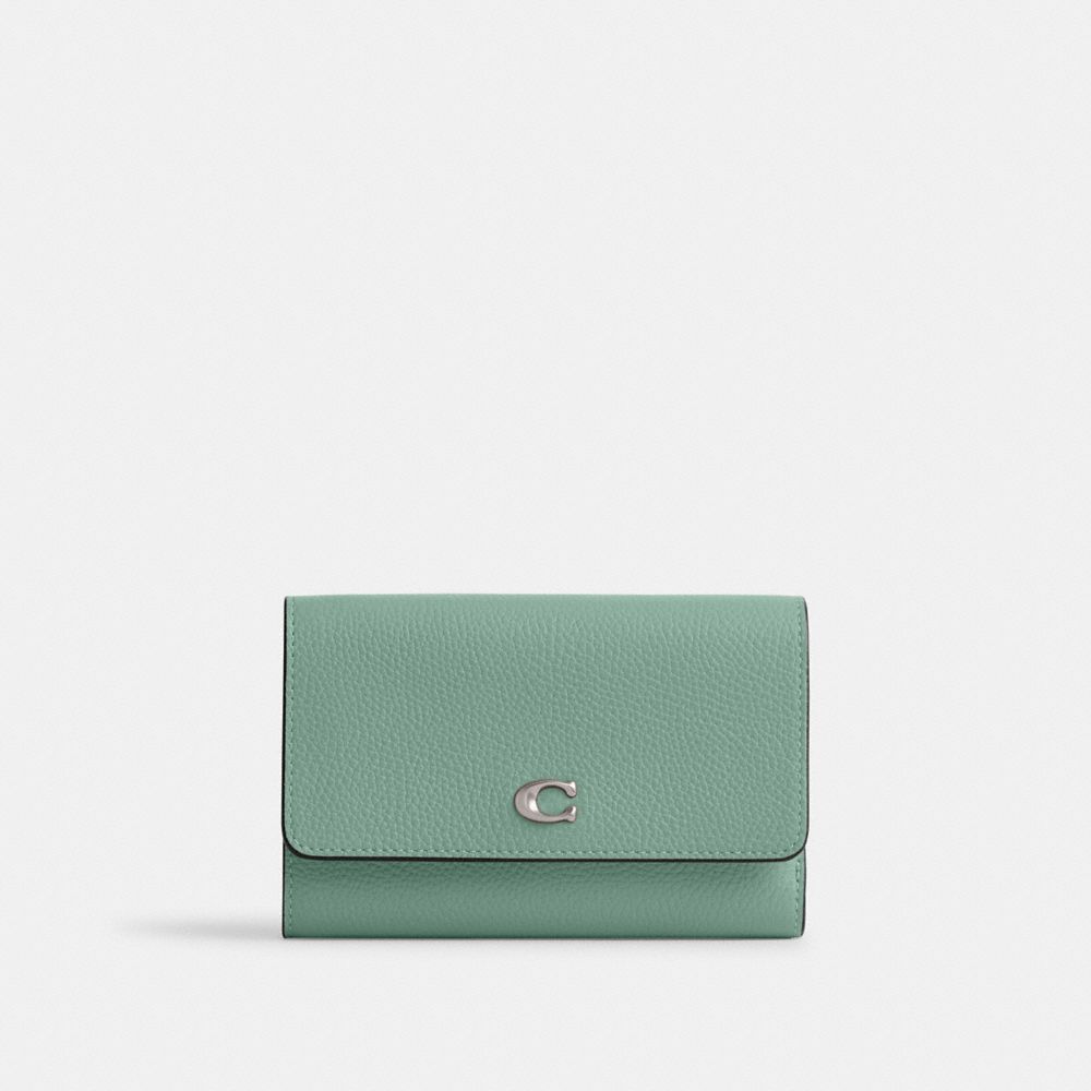 Essential Medium Flap Wallet - CP025 - Silver/Aquamarine