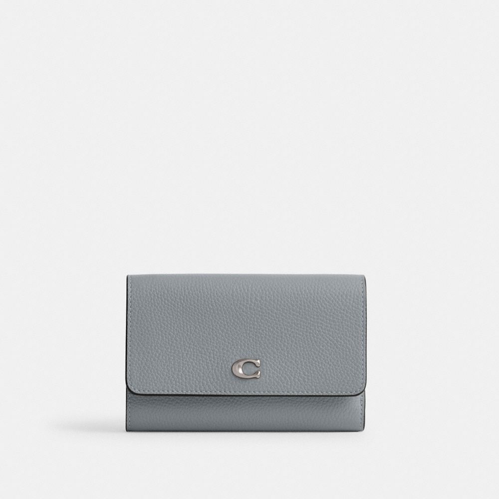 COACH CP025 Essential Medium Flap Wallet SILVER/GREY BLUE