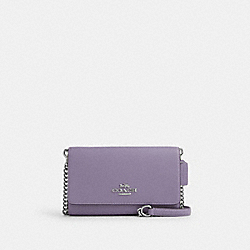 COACH CP034 Flap Clutch Crossbody SILVER/LIGHT VIOLET