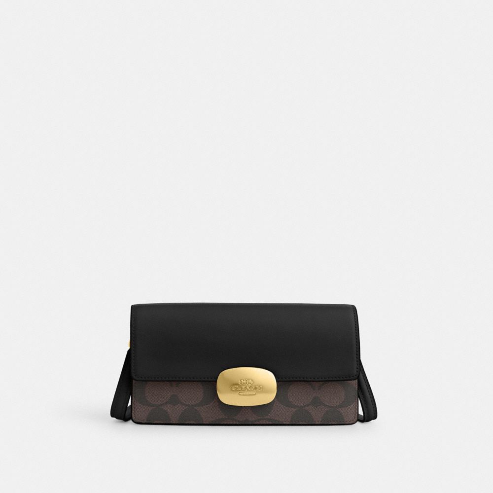 Eliza Small Flap Crossbody In Signature Canvas - CP044 - Gold/Brown Black