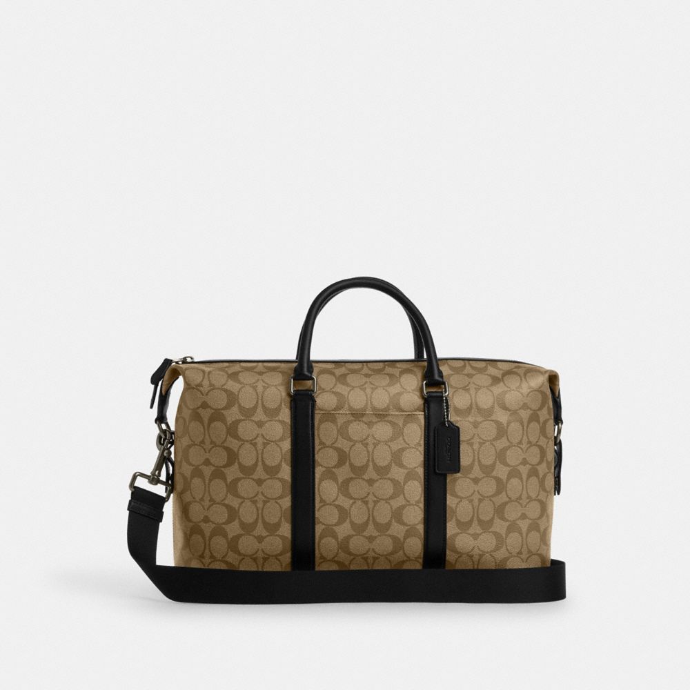 COACH CP048 Ellery Hold All In Signature Canvas GUNMETAL/KHAKI