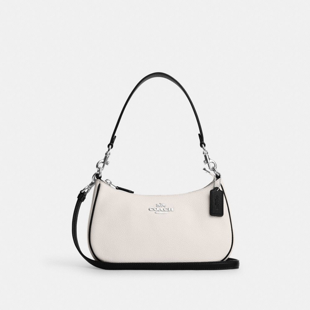 COACH CP069 Teri Shoulder Bag Silver/Chalk Black