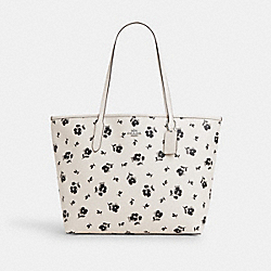 City Tote With Floral Print - CP073 - Silver/Chalk Multi