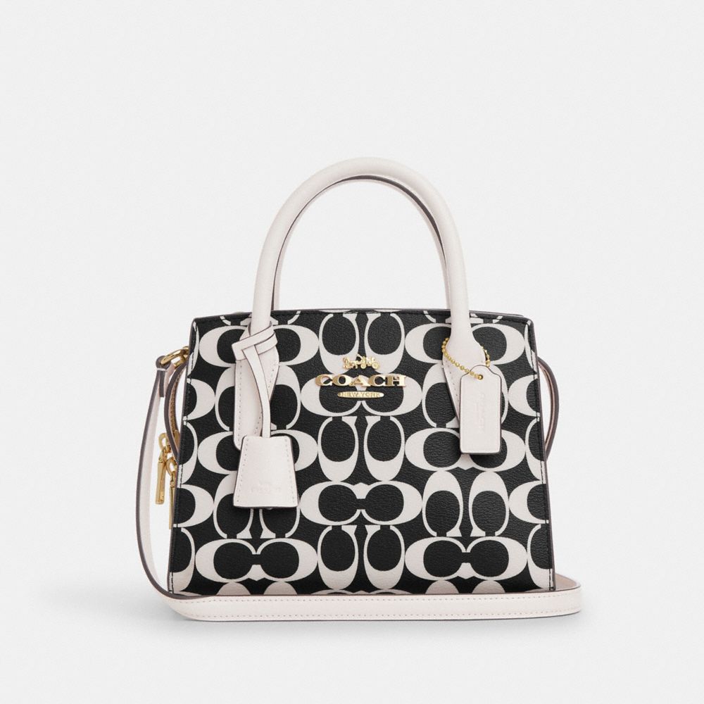 COACH CP080 Andrea Carryall In Signature Canvas Gold/Black-Multi