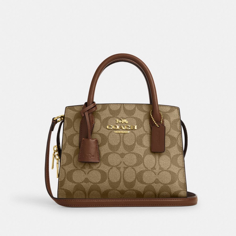 Andrea Carryall In Signature Canvas - CP083 - Gold/Khaki Saddle 2