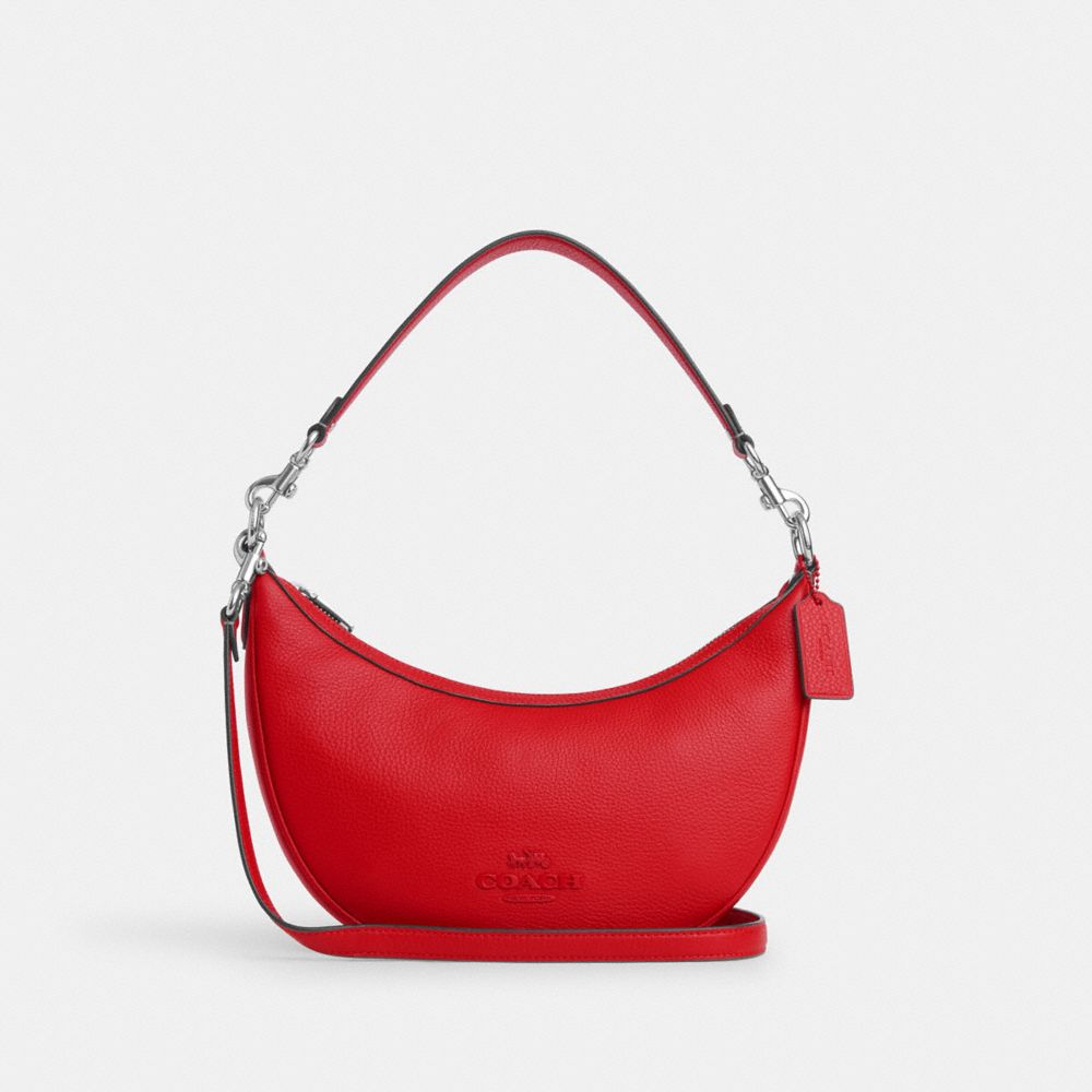 COACH CP099 Aria Shoulder Bag SILVER/BRIGHT POPPY