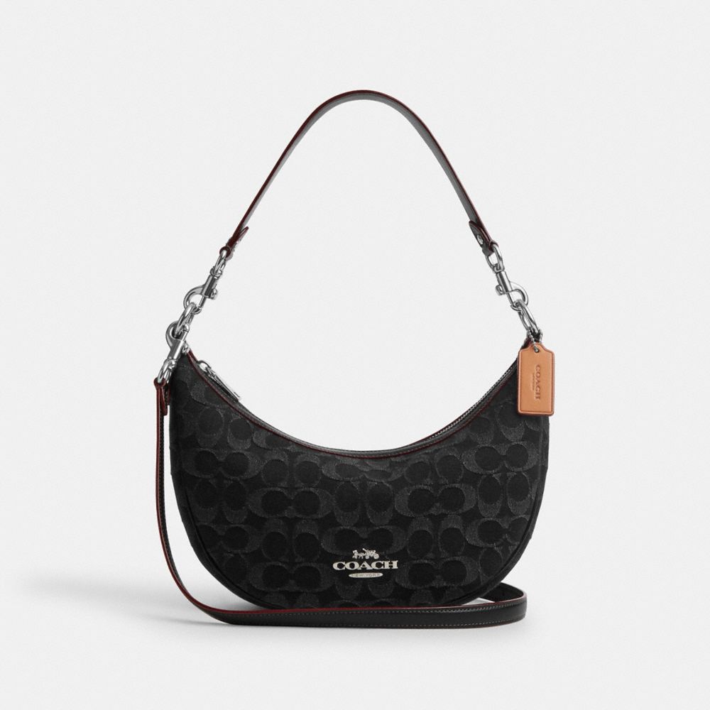 COACH CP100 Aria Shoulder Bag In Signature Denim SILVER/BLACK