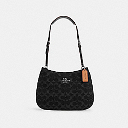COACH CP104 Penelope Shoulder Bag In Signature Denim SILVER/BLACK