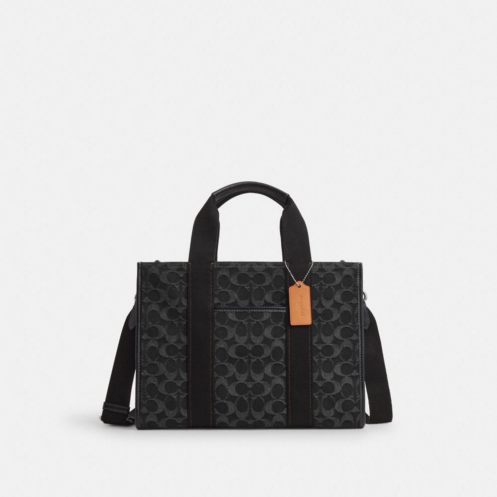 Smith Tote In Signature Denim - CP105 - Silver/Black