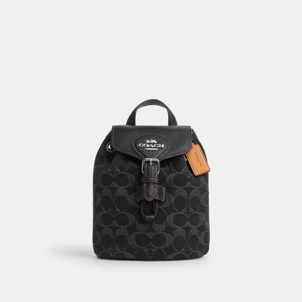 Amelia Convertible Backpack In Signature Denim - CP106 - Silver/Black