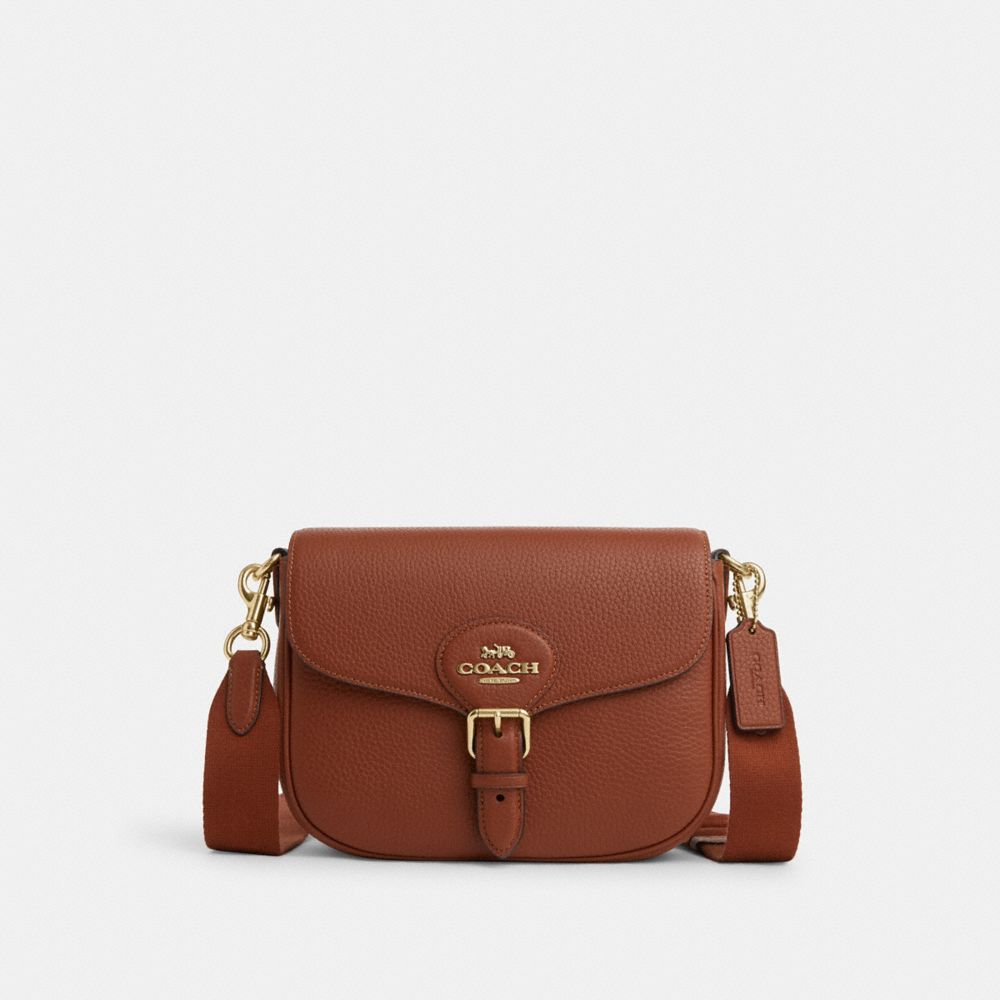 COACH CP107 Amelia Saddle Bag GOLD/REDWOOD