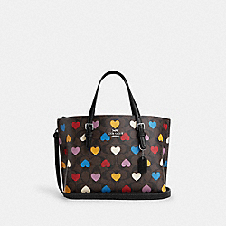 Mollie Tote 25 In Signature Canvas With Heart Print - CP110 - Silver/Brown Black Multi