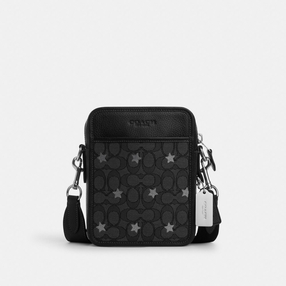 Sullivan Crossbody In Signature Jacquard With Star Embroidery - CP177 - Silver/Charcoal/Black Multi