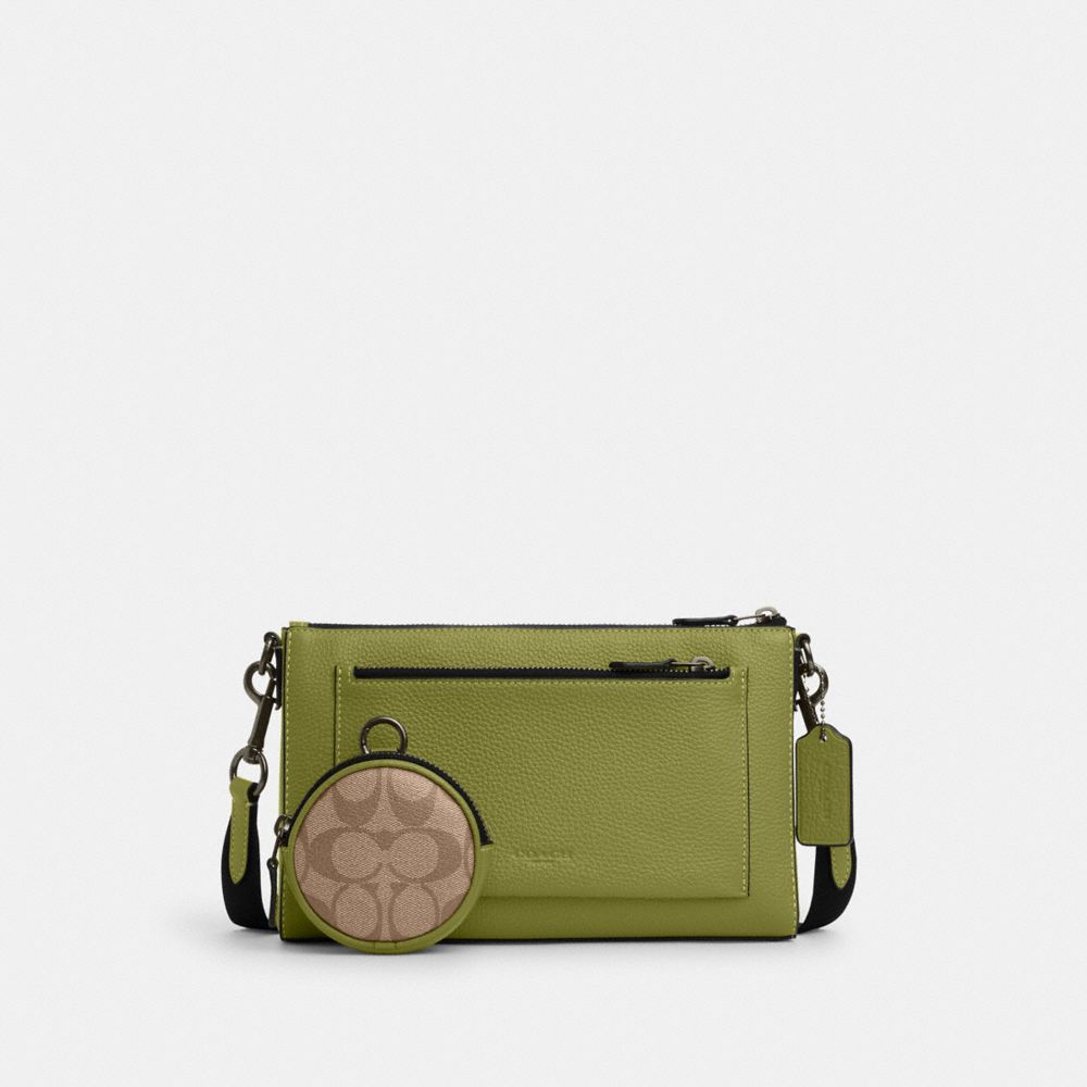 COACH CP191 Holden Crossbody In Colorblock Signature Canvas BLACK ANTIQUE NICKEL/YELLOW GREEN/KHAKI