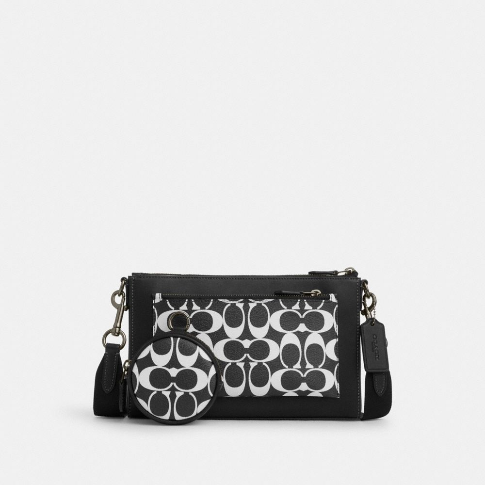 Holden Crossbody In Signature Canvas - CP192 - Gunmetal/Black/Chalk