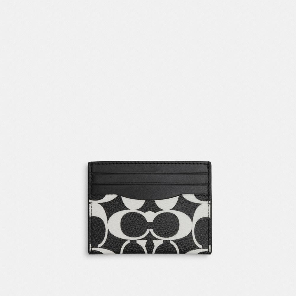 Slim Id Card Case In Signature Canvas - CP210 - Gunmetal/Black/Chalk