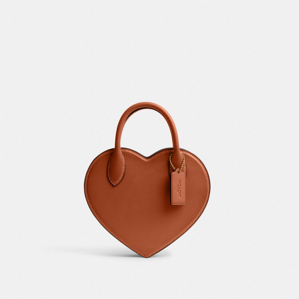 COACH CP233 Heart Bag In Regenerative Leather BRASS/BURNISHED AMBER