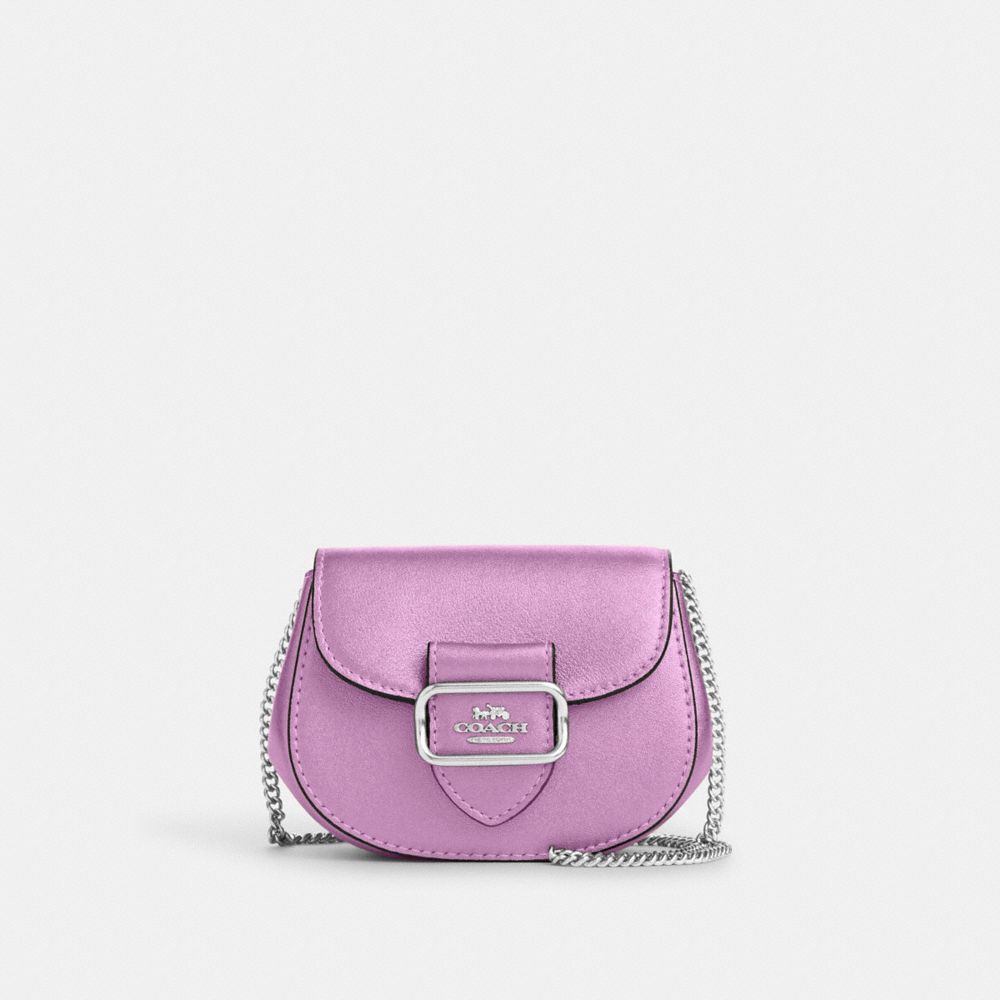 COACH CP245 Morgan Card Case On A Chain SILVER/METALLIC LILAC