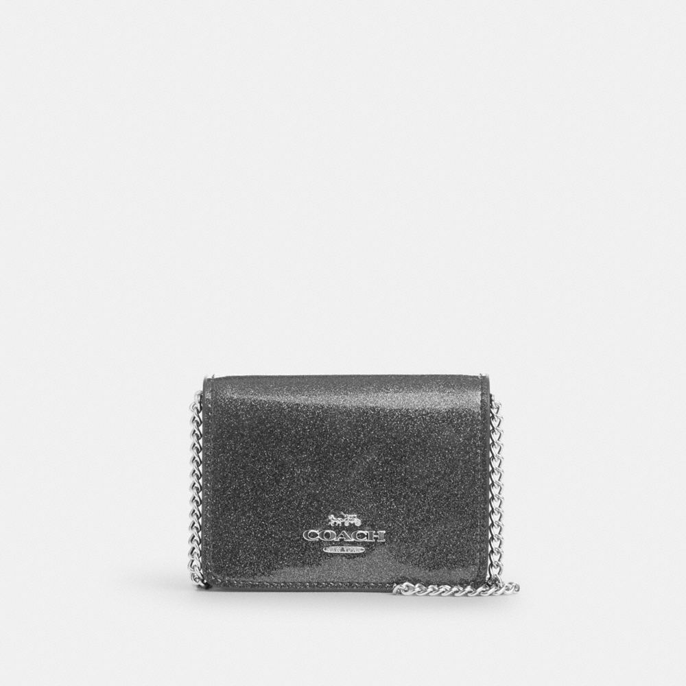 COACH CP249 Mini Wallet On A Chain SILVER/GUNMETAL
