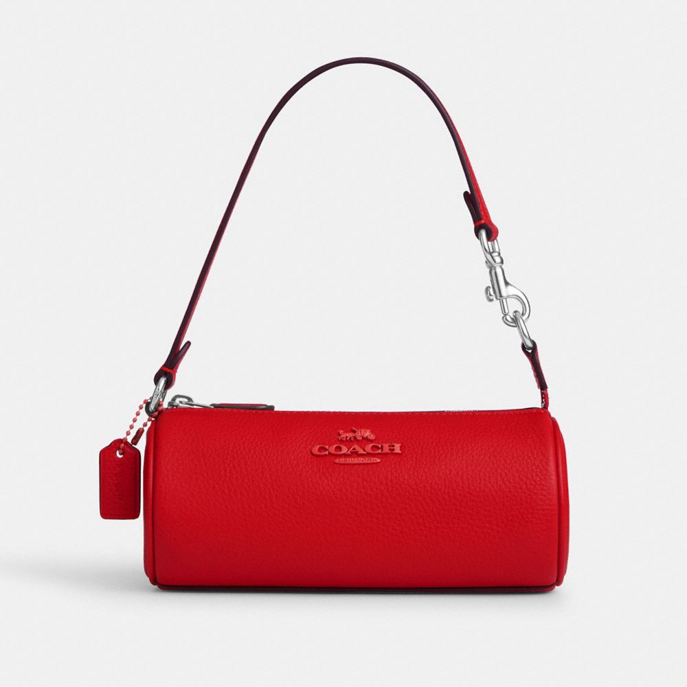 COACH CP259 Nolita Barrel Bag Silver/Bright Poppy