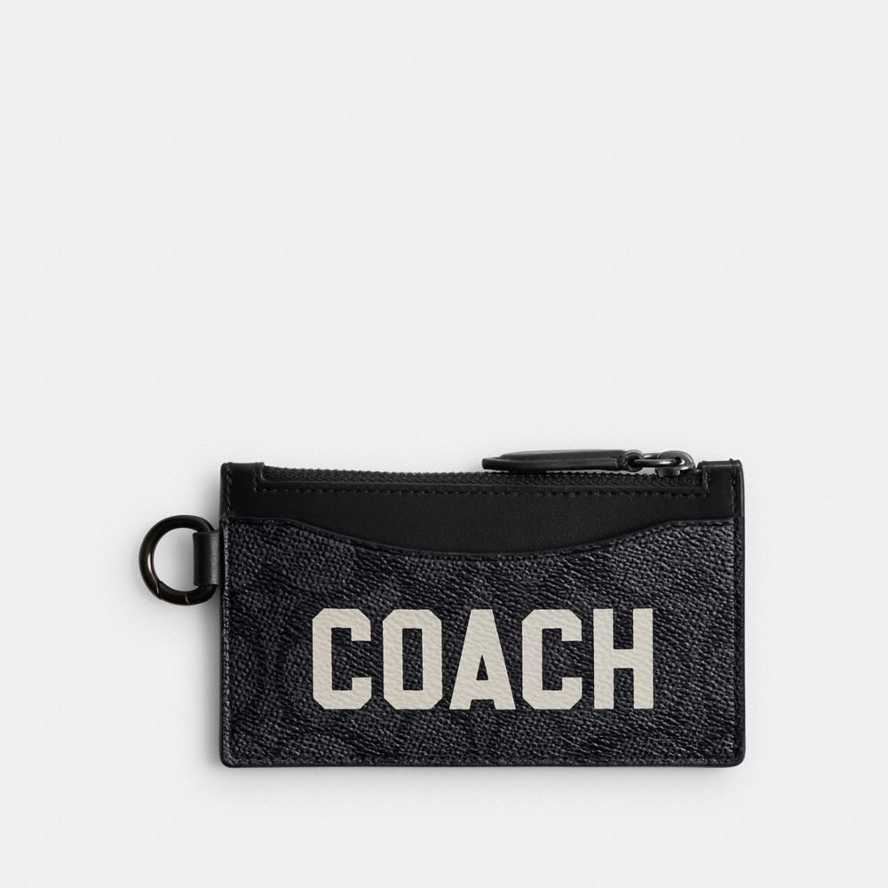 經典 SIGNATURE 帆布 COACH 圖樣拉鍊卡夾
