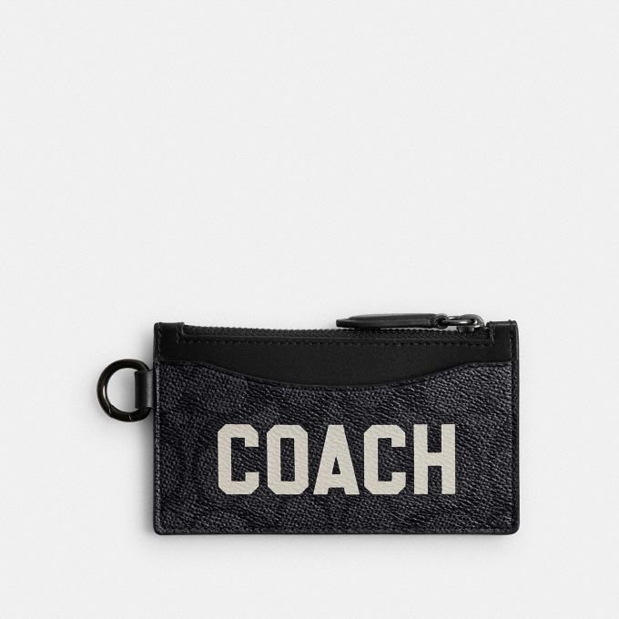 ZIP CARD CASE IN SIGNATURE  - COACH Official Site Official page