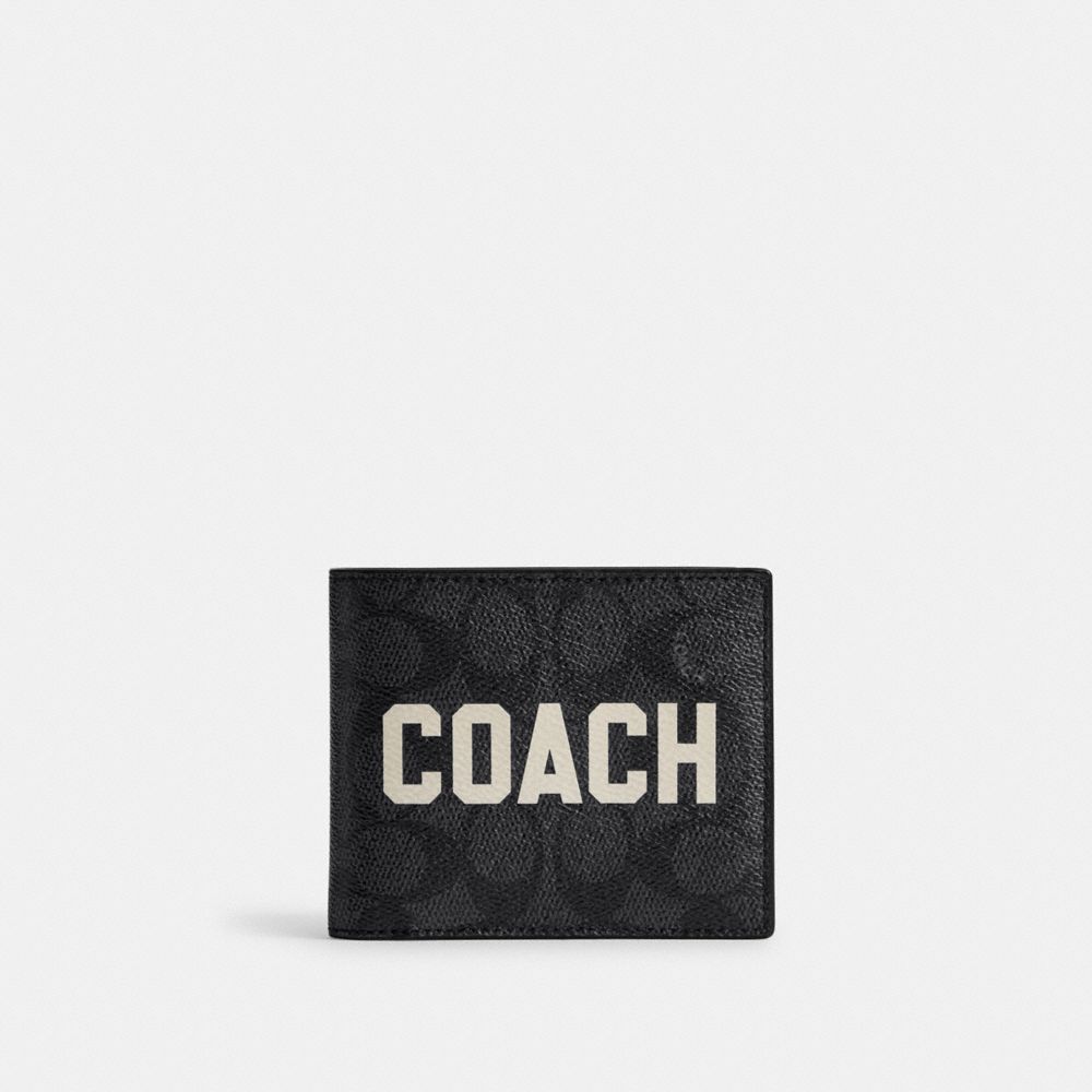經典 SIGNATURE 帆布 COACH 圖樣三合一皮夾