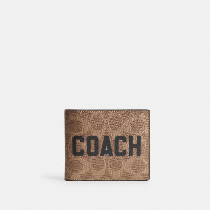 經典 SIGNATURE 帆布 COACH 圖樣三合一皮夾