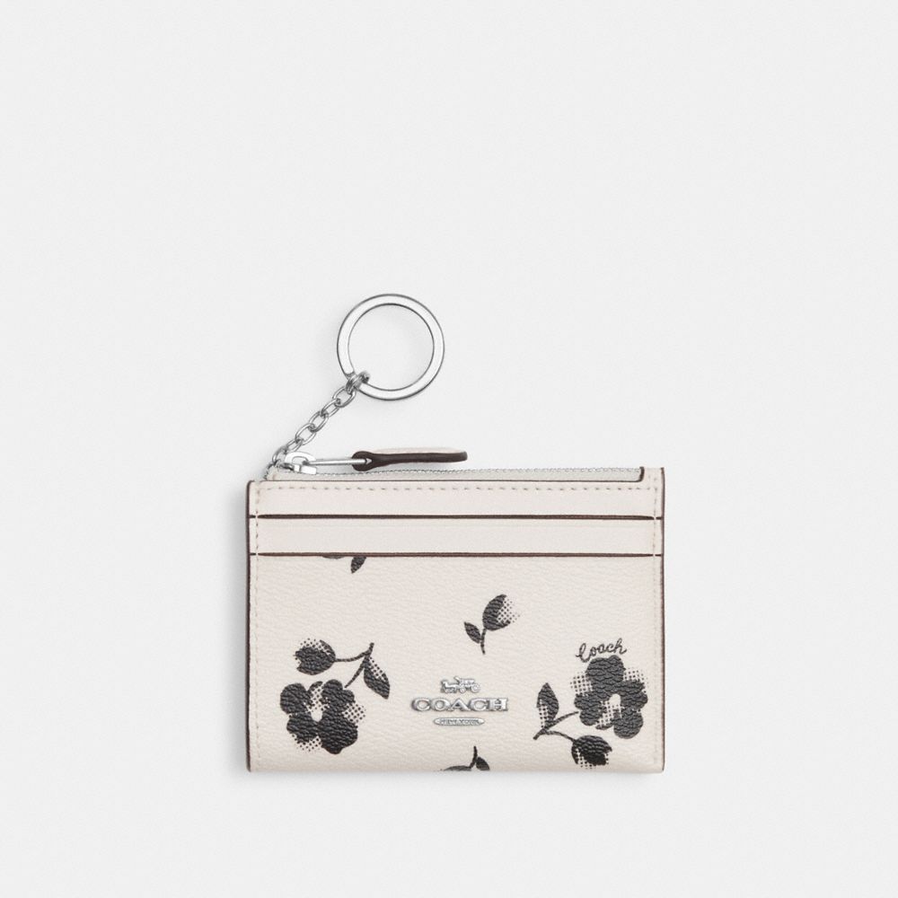 Mini Skinny Id Case With Floral Print - CP346 - Silver/Chalk Multi