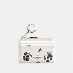 Mini Skinny Id Case With Floral Print - CP346 - Silver/Chalk Multi