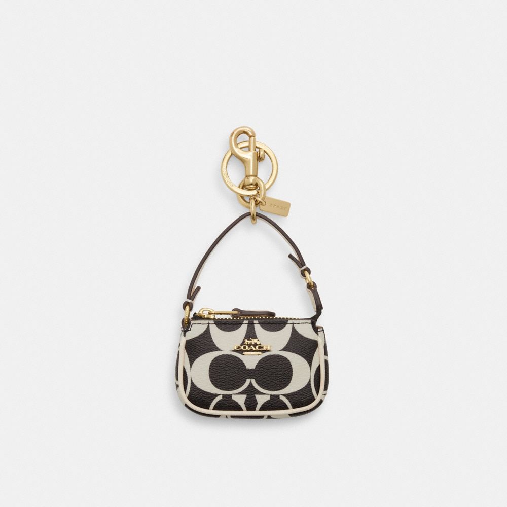 COACH CP363 Mini Nolita Bag Charm In Signature Canvas Gold/Black Multi