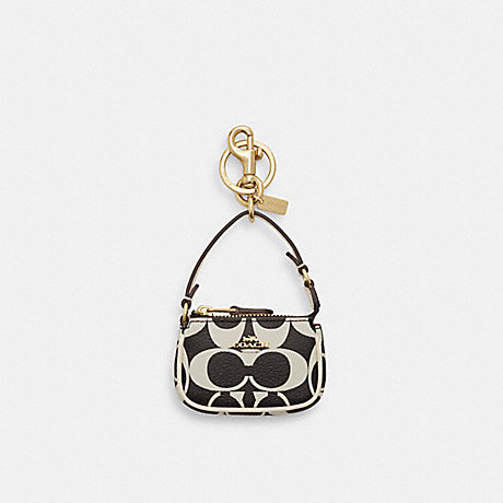 COACH CP363 Mini Nolita Bag Charm In Signature Canvas Gold/Black-Multi