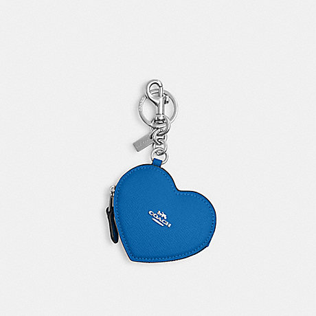 COACH CP368 Heart Bag Charm Silver/Bright-Blue